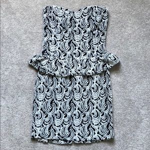 Ark & Co Black and white lace peplum dress, Size M